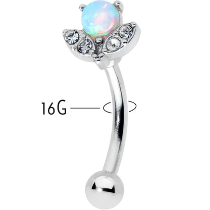 16G 5/16 Opalescent Flower Curved Eyebrow Ring