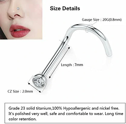 GAGABODY G23 Titanium Nose Ring Hoop 20G 18G Nose Rings Studs Screw L-Shaped Nose Hoop Nose Stud Tragus Cartilage Helix Earrings Hoop Nose Piercing Jewelry