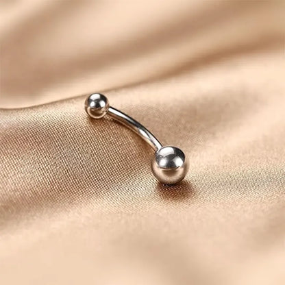 14G G23 3/8 Titanium Internal Thread Silver Belly Button Ring