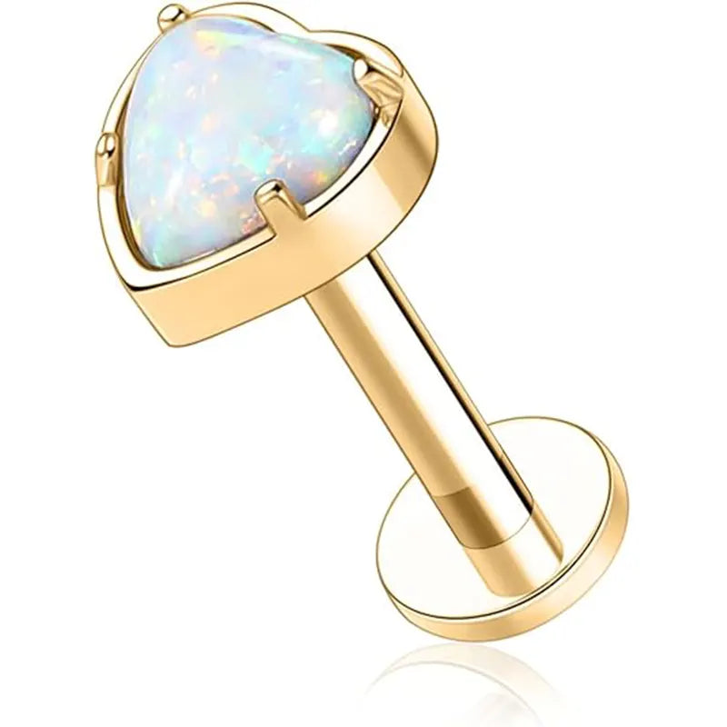 G23 Gold Heart Opal Nose Stud 1.2*6