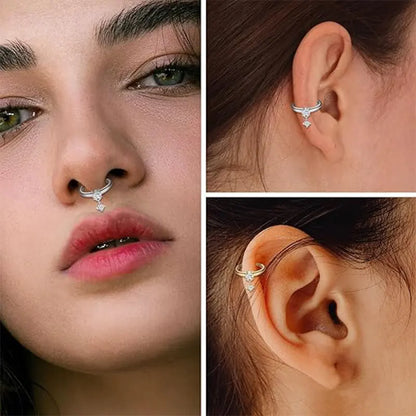 16G Hanging CZ Medical Steel Hoop Earrings Nose Ring