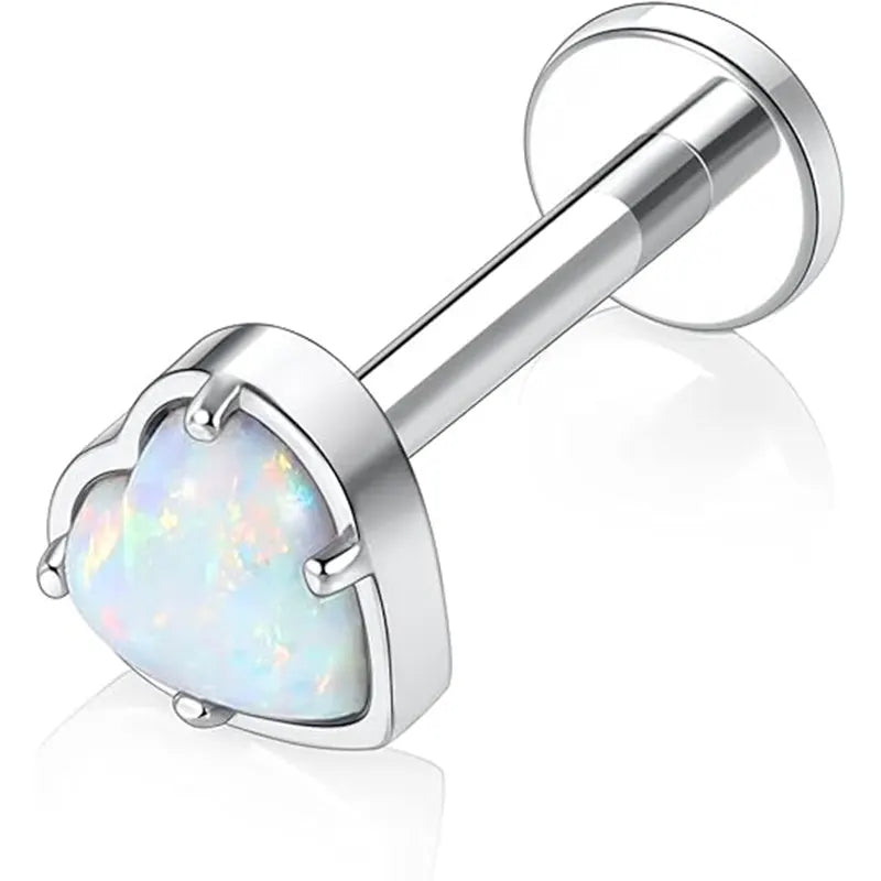 G23 Love Silver White Opal Nose Stud 1.2*6