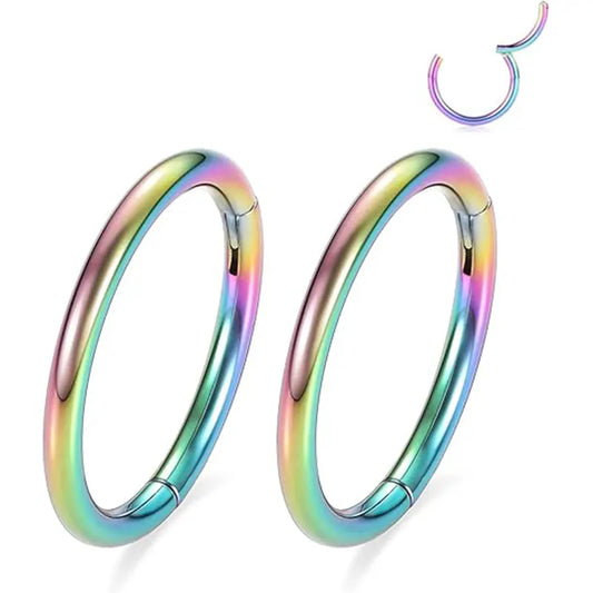 12mm Hoop Earrings for Women Men Hinged Clicker Bull Thick Piercing Rings Surgical Steel Hoop Earrings Nose Rings Hoop Rainbow 4 Gauge Nose Hoop Conch Earrings Nose Piercing Jewelry Lobe Earrings