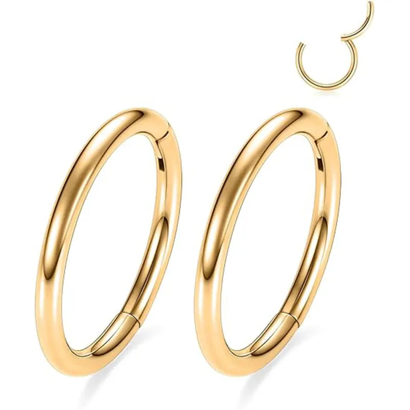 Nose rings Hoop 4g 14mm Hoop Earrings for Women Men Conch Earrings Nose Piercing Jewelry Lobe Earrings Bull Nose Hoop 316L Surgical Steel Thick Piercing Rings Gold 4 Gauge Septum Piercing Rings