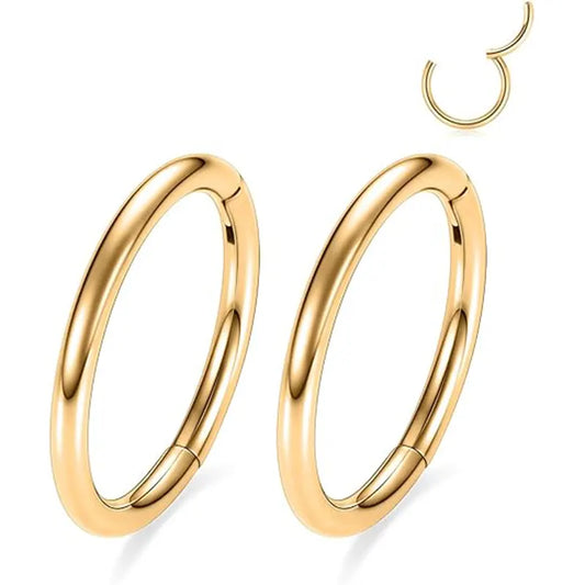 Nose rings Hoop 4g 14mm Hoop Earrings for Women Men Conch Earrings Nose Piercing Jewelry Lobe Earrings Bull Nose Hoop 316L Surgical Steel Thick Piercing Rings Gold 4 Gauge Septum Piercing Rings