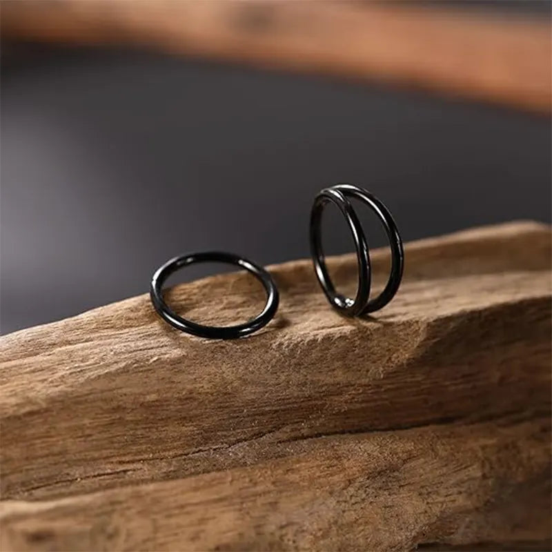 Nose Rings 16 Gauge Nose Ring Hoop Earrings Black Septum Ring Double Hoop Nose Hoop 16g Cartilage Earring 12mm Septum Clicker Lip Rings Helix Earring Rook Earrings Septum Jewelry Surgical Steel