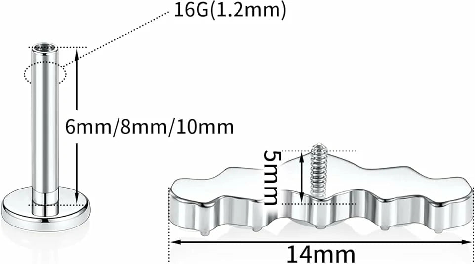 G23 Titanium Labret 16G Tragus Earring 16g Titanium Helix Stud Internally Threaded Labret White Opal Cartilage Monroe Titanium Lip Piercing Lip Studs Tragus Piercing 8mm Labret Studs 16g Silver