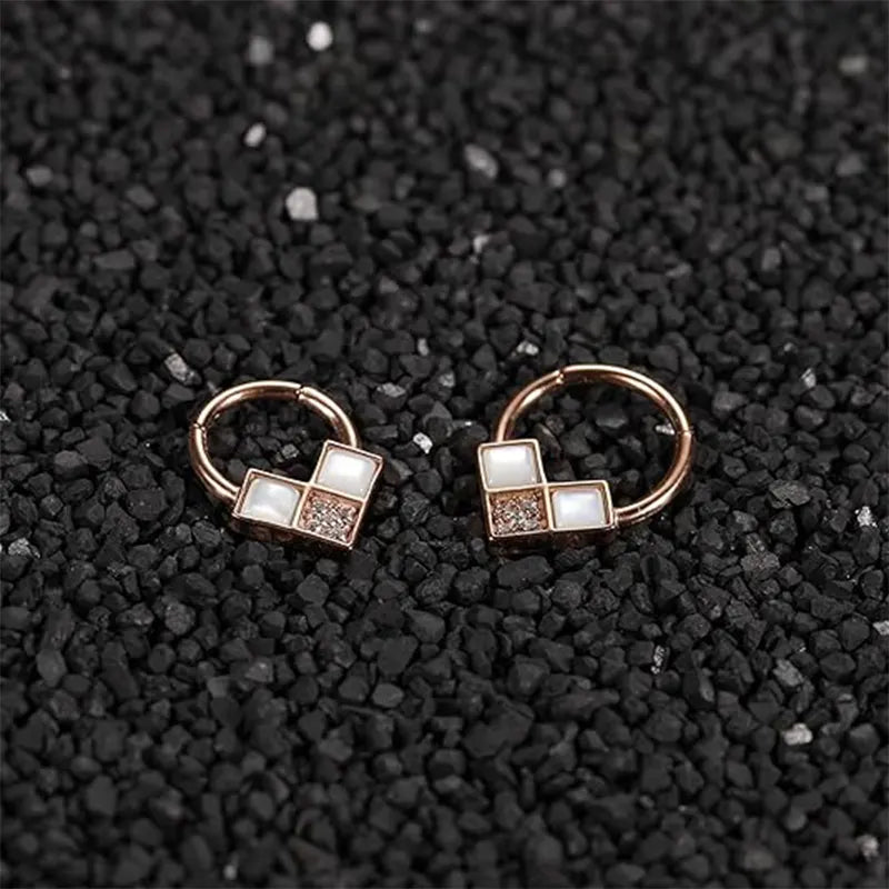 16G Surgical Steel Rose Gold with White Shell Nasal Septal Ring