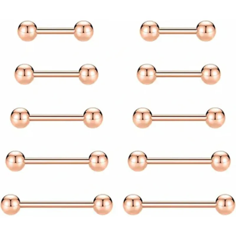 GAGABODY 14G Nipple Piercings 12mm Nipple Rings 14mm Nipple Jewelry 16mm Nipple Rings for Women 18mm Surgical Steel Screw Nipplerings Tongue Barbell Rose Gold 20mm Barbells Piercing Jewelry