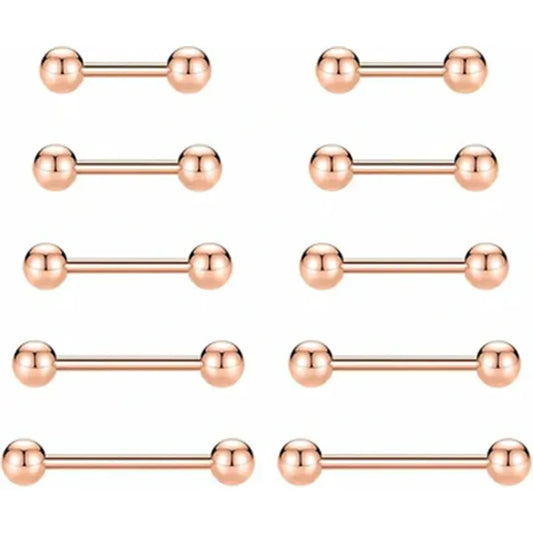 GAGABODY 14G Nipple Piercings 12mm Nipple Rings 14mm Nipple Jewelry 16mm Nipple Rings for Women 18mm Surgical Steel Screw Nipplerings Tongue Barbell Rose Gold 20mm Barbells Piercing Jewelry