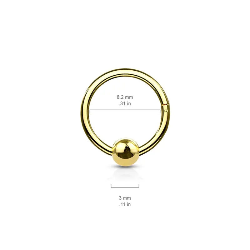 Colored Hinged Ball Closure Click Ring with 4mm Ball