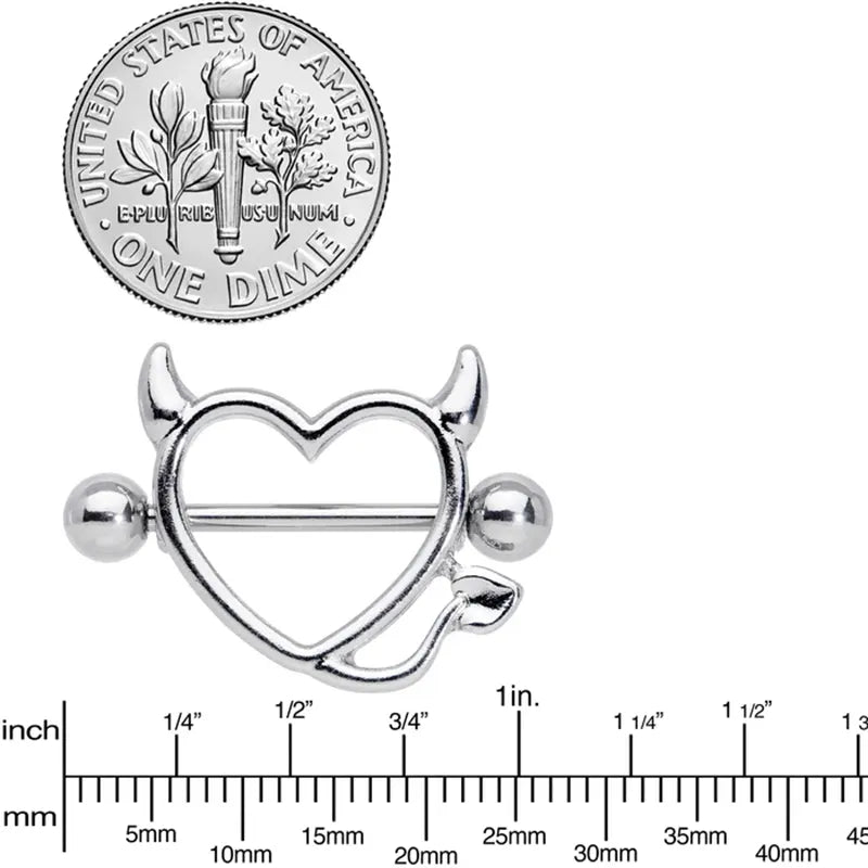 14G 5/8" Valentine Devil Heart Nipple Shields Set