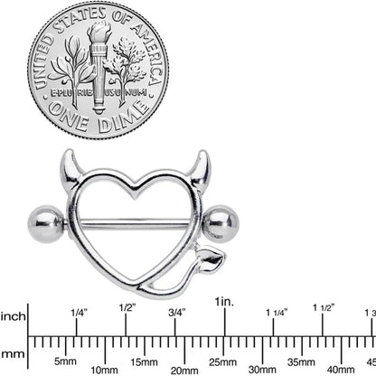 14G 5/8" Valentine Devil Heart Nipple Shields Set