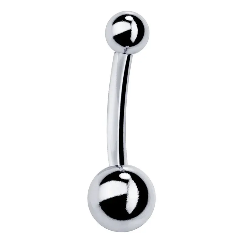 Elegant Dual-Ball 14k Gold Belly Button Ring