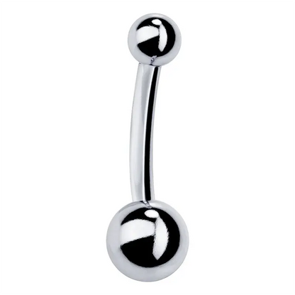 Elegant Dual-Ball 14k Gold Belly Button Ring