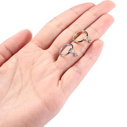 16G Hanging CZ Medical Steel Hoop Earrings Nose Ring