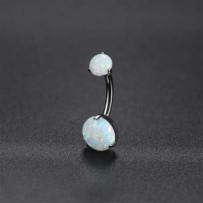 14G G23 Titanium 10mm Opal 3/8 Navel Piercing