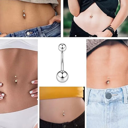 14G G23 3/8 Titanium Internal Thread Silver Belly Button Ring