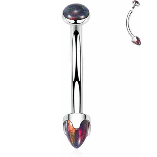 GAGABODY 6mm Curved Barbell 16g G23 Titanium Eyebrow Jewelry 16g Silver Belly Button Rings Round Arrow Shape 1/4" Eyebrow Piercing Jewelry Lip Ring Black Opal Belly Rings