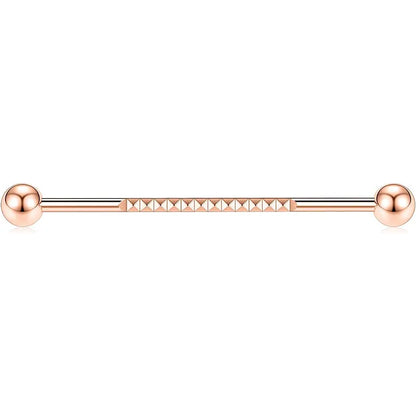 14G 1/2" Rose Gold Surgical Steel Pyramid Cartilage Industrial Barbell