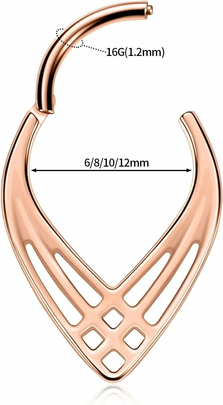 GAGABODY Septum Jewelry Daith Piercing Septum Piercing Helix Earring Conch Earring Hoop Seamless Water Droplets Hollow Out Rings 8mm Hinged Septum Ring 16G 316L Surgical Steel Rose Gold Nose Hoop