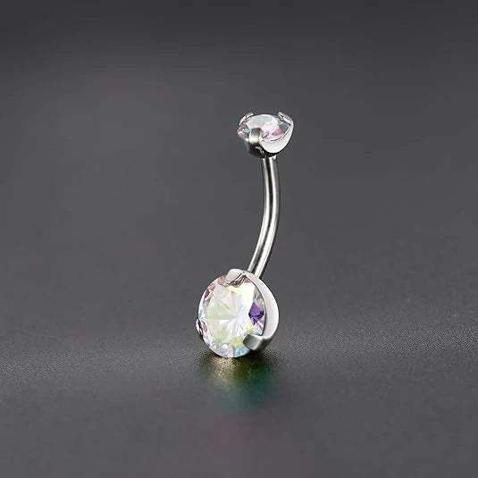 GAGABODY 14G Belly Button Rings G23 Titanium Navel Rings Belly Rings 3/8 inch 10mm Belly Piercing Prong Set Belly Button Navel Piercing Ring Belly Button Jewelry Double Sparkle ABCZ Navel Barbell