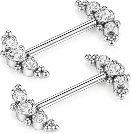 GAGABODY Nipple Piercings Internally Threaded Nipple Barbell Titanium Nipple Jewelry Nipple Rings 14G Internally Threaded Nipple Barbell 12mm Straight Silver Nipple Piercing Jewelry Nipple Bars