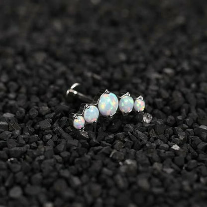 G23 Titanium Labret 16G Tragus Earring 16g Titanium Helix Stud Internally Threaded Labret White Opal Cartilage Monroe Titanium Lip Piercing Lip Studs Tragus Piercing 8mm Labret Studs 16g Silver