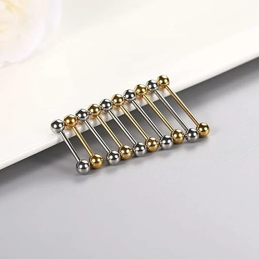 14G Nipple Rings 12mm Nipple Piercings Gold Nipple Barbells 16mm Nipple Jewelry 18mm Long Bar Nipple Ring 20mm Stainless Steel Tongue Barbell Silver 14mm Barbells Piercing Jewelry for Women men