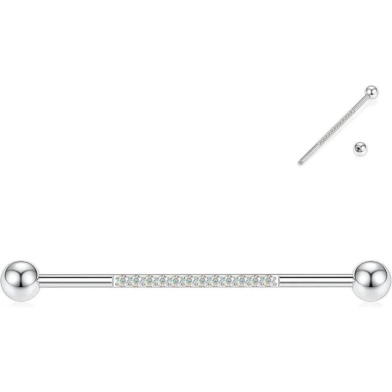 14G 1/2 Inch Surgical Steel Silver Band ABCZ Industrial Piercing