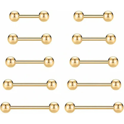 GAGABODY 14G Nipple Rings 12mm Nipple Piercings Gold Nipple Barbells16mm Nipple Jewelry 18mm Long Bar Nipple Ring 20mm Stainless Steel Tongue Barbell 14mm Barbells Piercing Jewelry for Women men