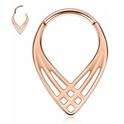 8mm Hinged Septum Ring 16G 316L Surgical Steel Rose Gold Nose Hoop