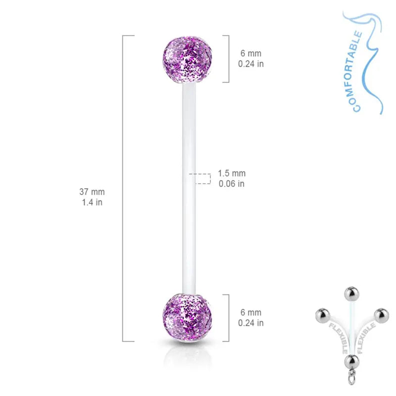 Flexible Glitter Ball Pregnancy Belly Button Piercings