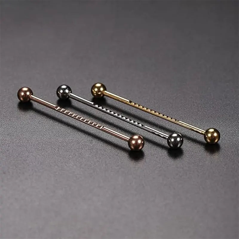 14G 1/2" Gold Industrial Barbell with Pyramid