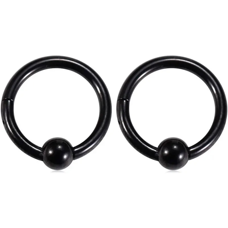 GAGABODY Septum Clicker Captive Bead Ring 16g Daith Earrings Surgical Steel Rook Piercing Jewelry Helix Earring Black Nose Ring 8mm Lobe Body Jewelry