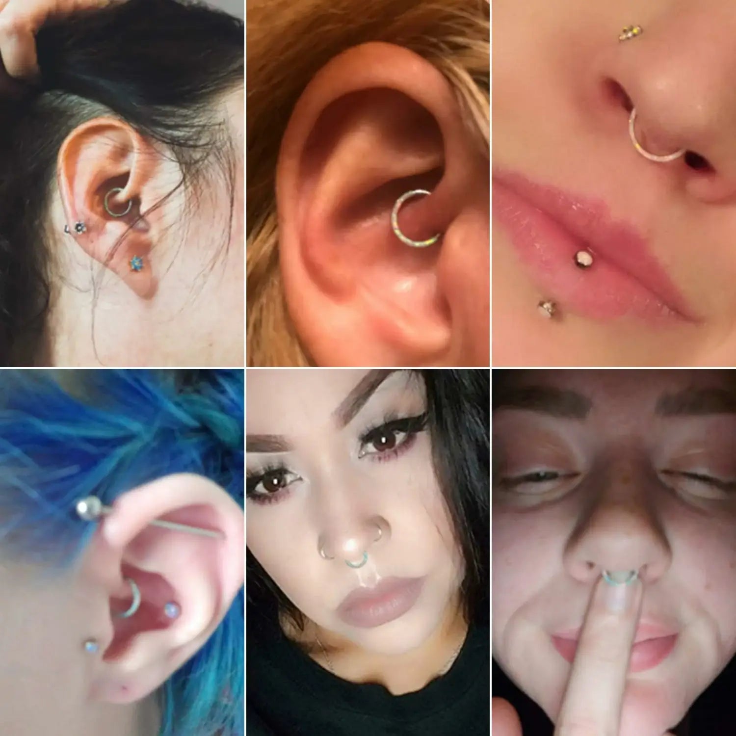 AROWRO Septum Clicker Nose Hoop Ring Daith Helix Rook Earring Daith jewellery Cartilage Conch Hoop Earrings Daith Piercing Jewelry 316L Surgical Steel 16G 8mm Pink Opal Gold