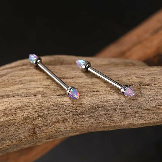 GAGABODY Pair 14G Nipple Rings G23 Titanium Internally Threaded Nipple Barbells 12mm-18mm Bridge Piercing Jewelry Straight Nipple Bar for Women Men Nipple Piercing Jewelry with CZ/Opal