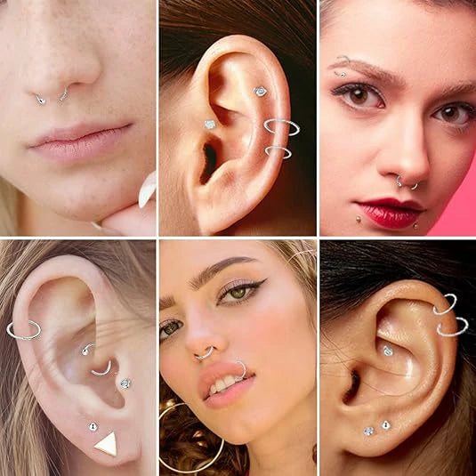 Hoop Nose Rings Nose Hoop 10mm 20G Nose Ring 8mm Grade 23 Titanium Press Fit L-Shaped Nose Studs Ring 7mm Bone Piercing Jewelry Opal Nose Rings Set 8pcs 2.0mm CZ Paved Piercing Jewelry for Nostril