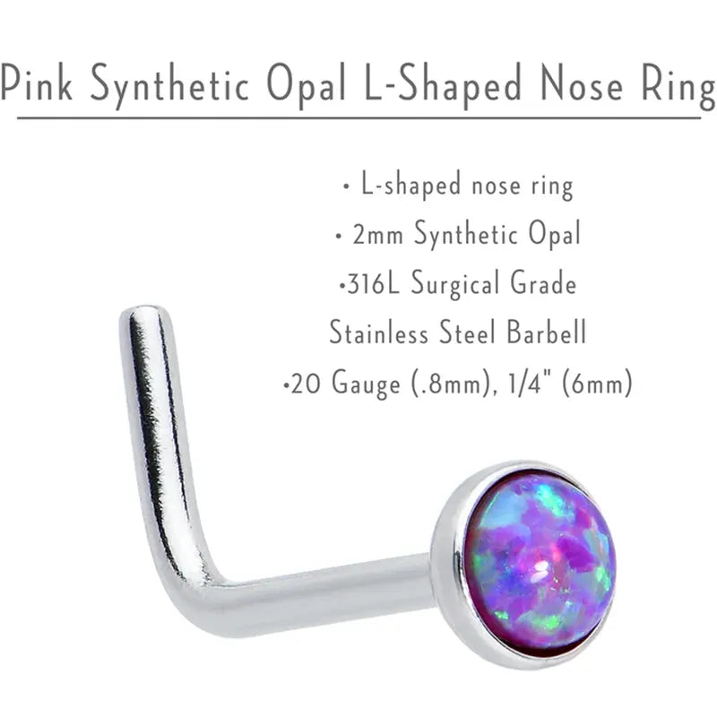 18G 1/4 Pink & Clear CZ Gem Flower Right Nose Screw