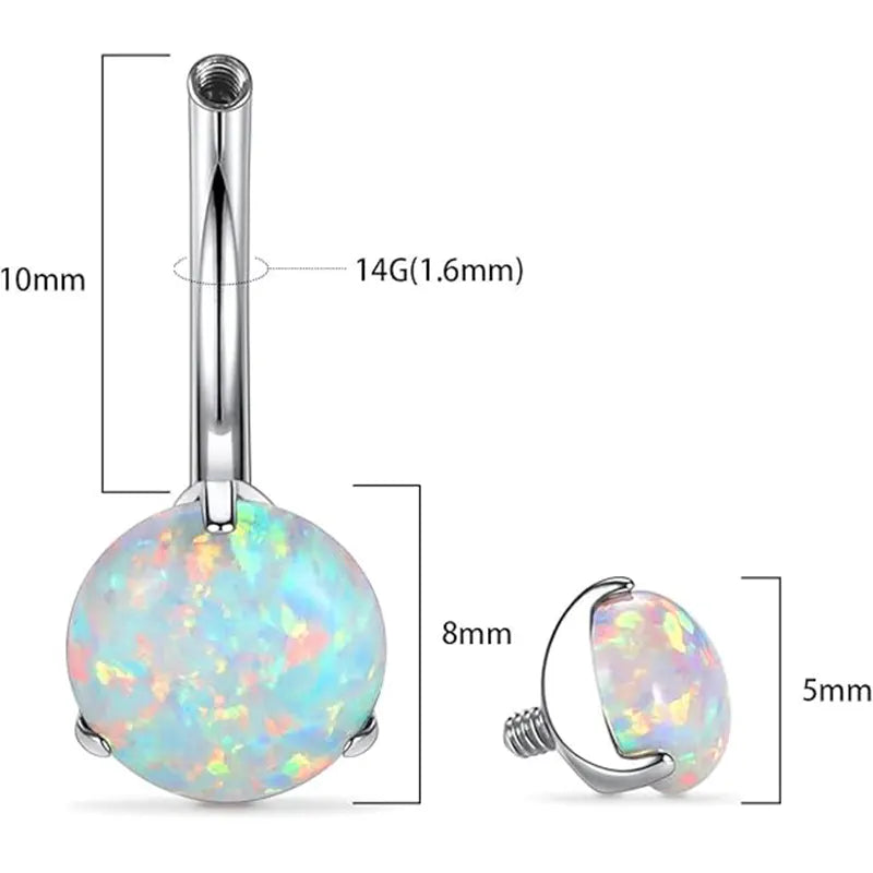 14G G23 Titanium 10mm Opal 3/8 Navel Piercing