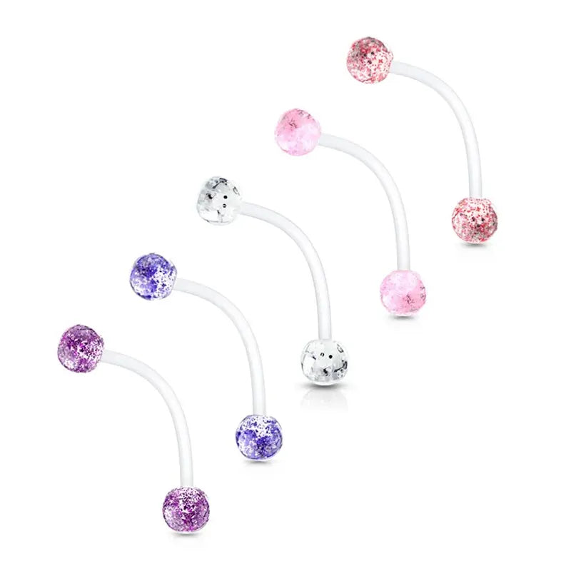 Flexible Glitter Ball Pregnancy Belly Button Piercings