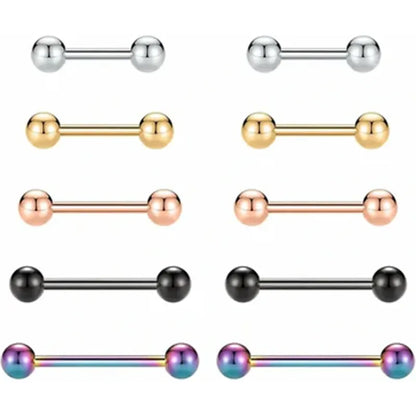 GAGABODY 5 Pairs Nipple Ring 14G Tongue Rings Surgical Steel Screw Nipple Tongue Barbell Nipple Piercings Straight Nipple Rings for Women Men 12mm 14mm 16mm 18mm 20mm