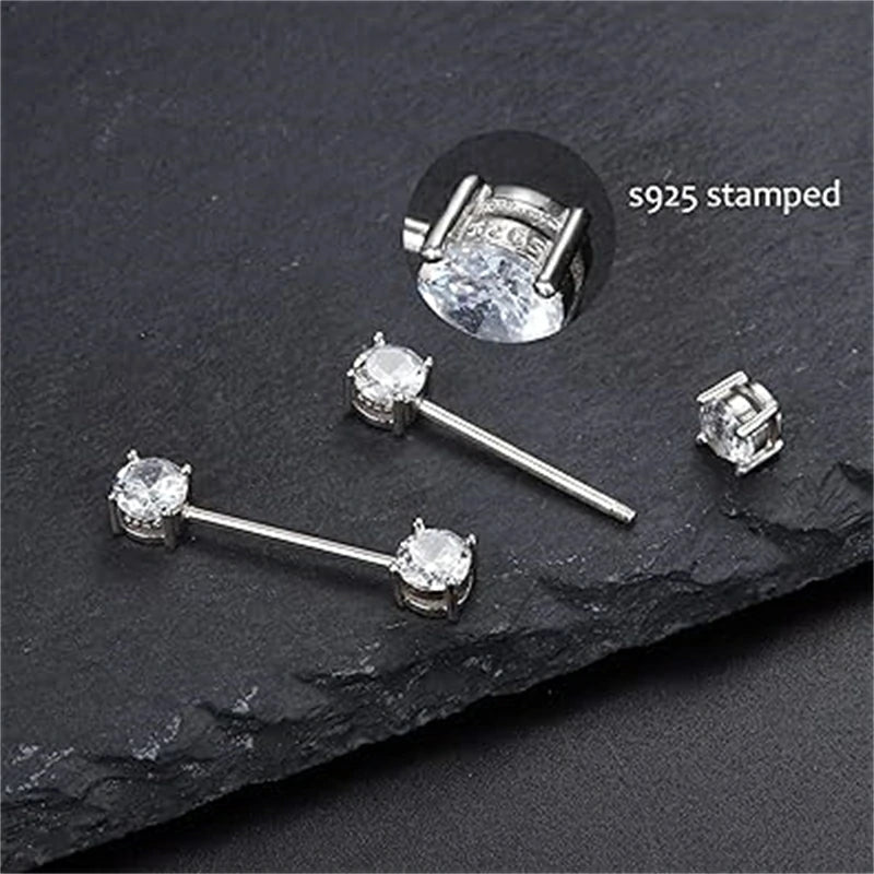 2PCS Sterling Silver 16G CZ Nipple Baraells