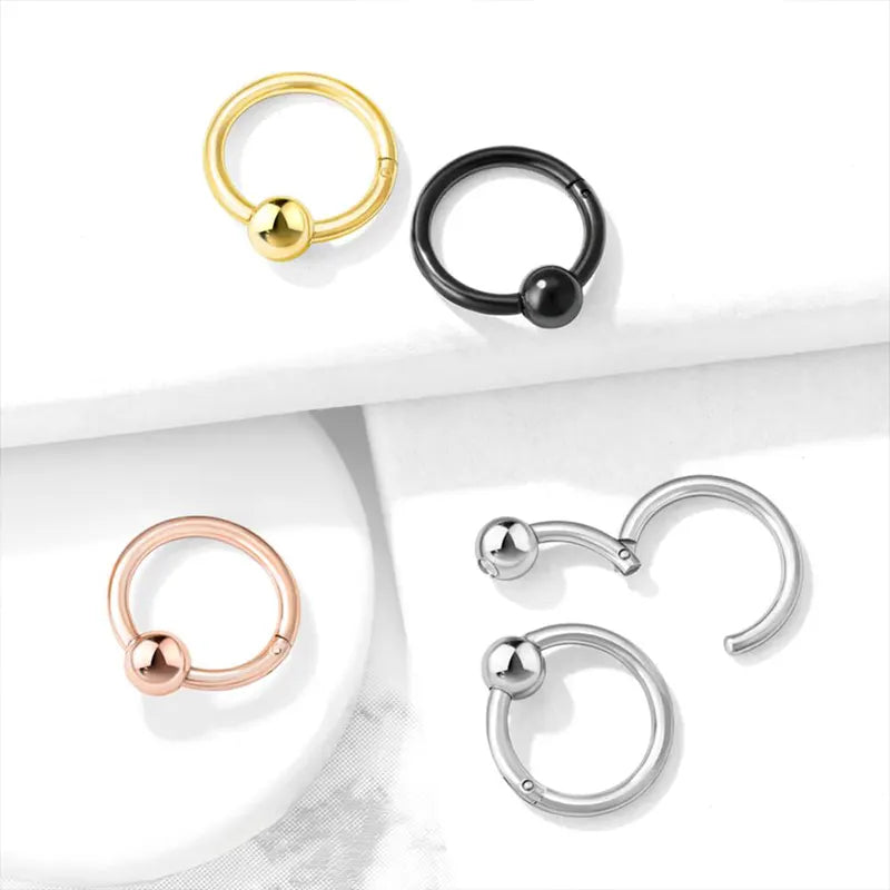 Colored Hinged Ball Closure Click Ring with 4mm Ball