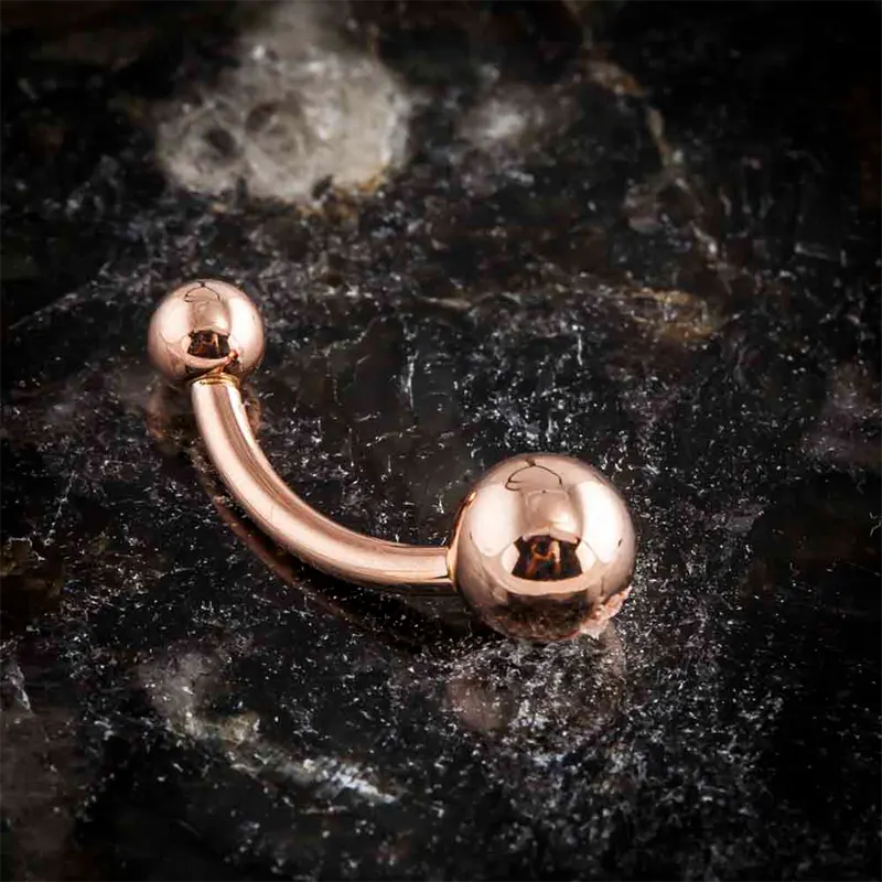 Elegant Dual-Ball 14k Gold Belly Button Ring