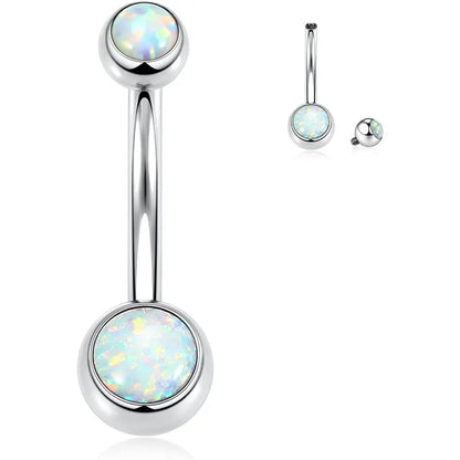 14G G23 Titanium 10mm Round Opal 3/8" Belly Button Ring