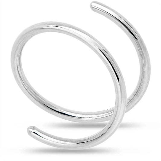 Double Hoop Nose 925 Sterling Silver Spiral Nose Ring