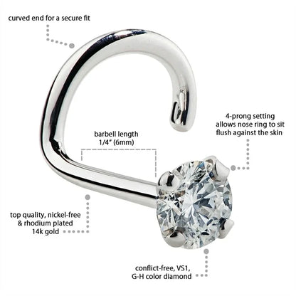 1.5mm Tiny Diamond Prong Nose Ring Stud