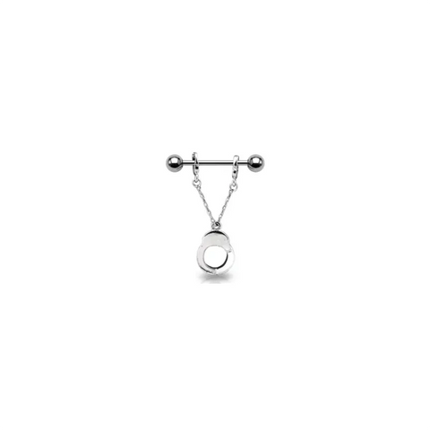 Hanging Handcuff Dangle Nipple Rings – 14G Surgical Steel