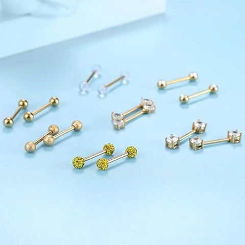 7 Pairs 14G 9/16" 316L Stainless Steel Nipple Barbells
